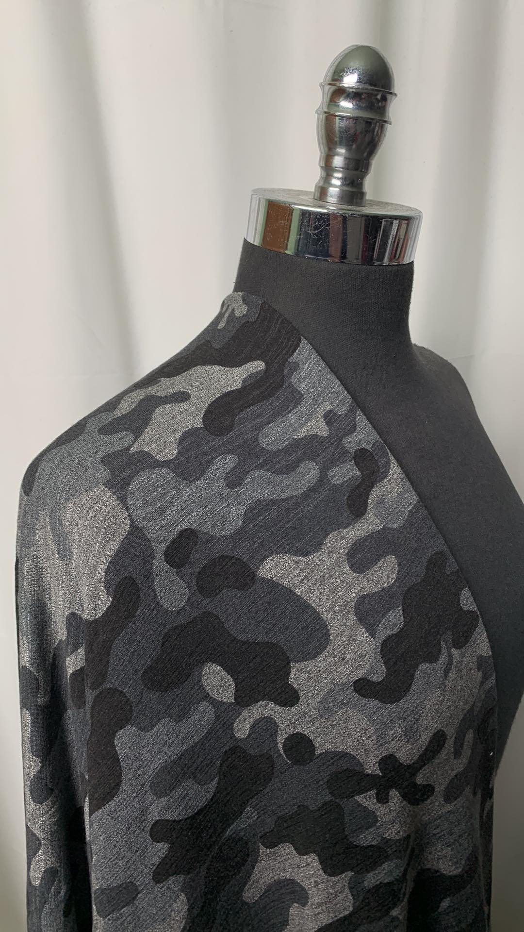 Charcoal/Grey Camo - Cotton/Spandex French Terry - 2 Yard Cut