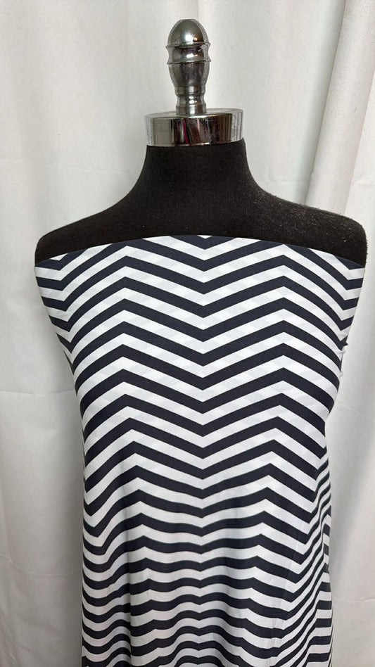 Charcoal/White Chevron - Nylon/Spandex Swim- 2 Yard Cut