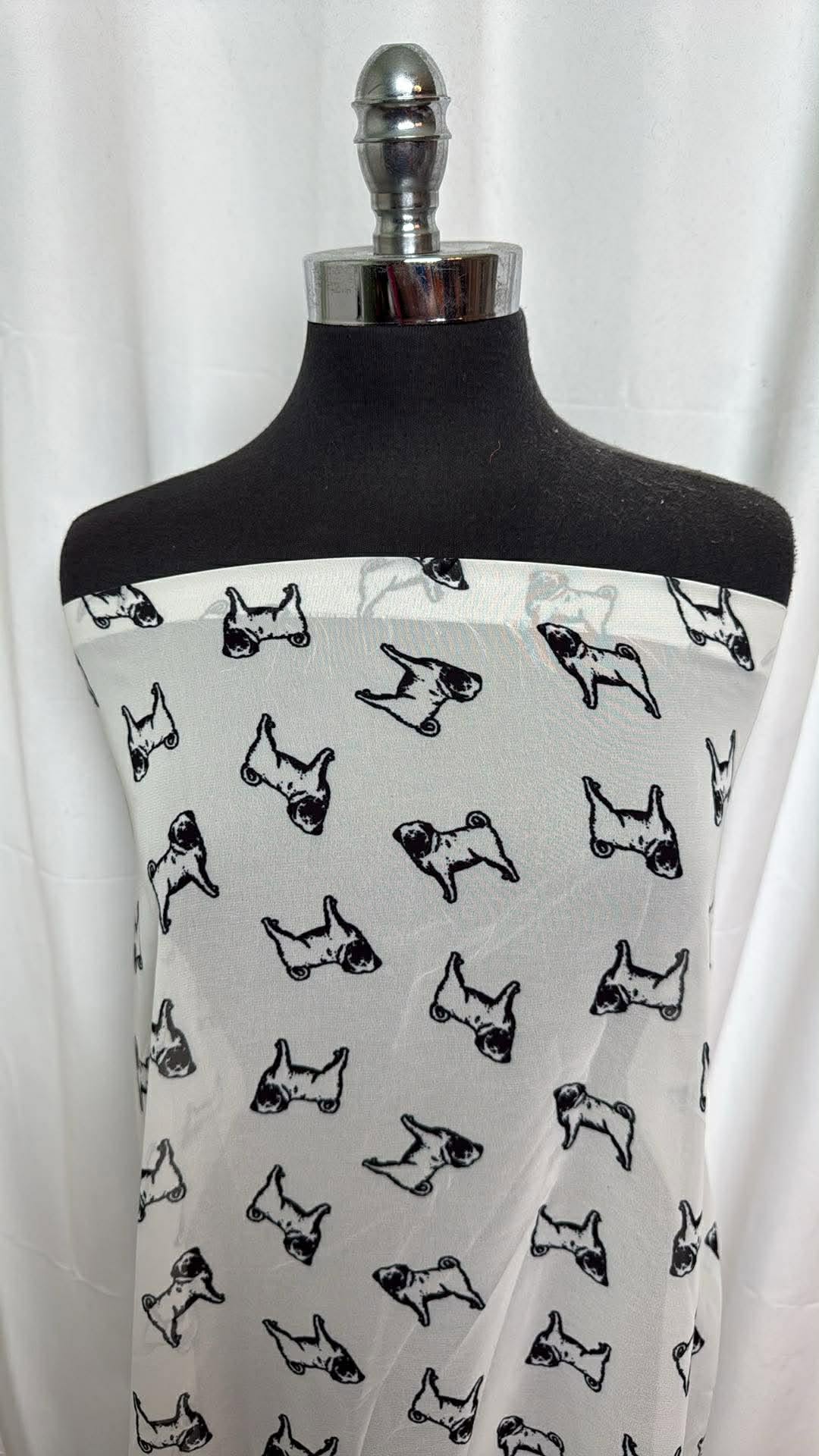 Pugs - Chiffon - 2 Yard Cut