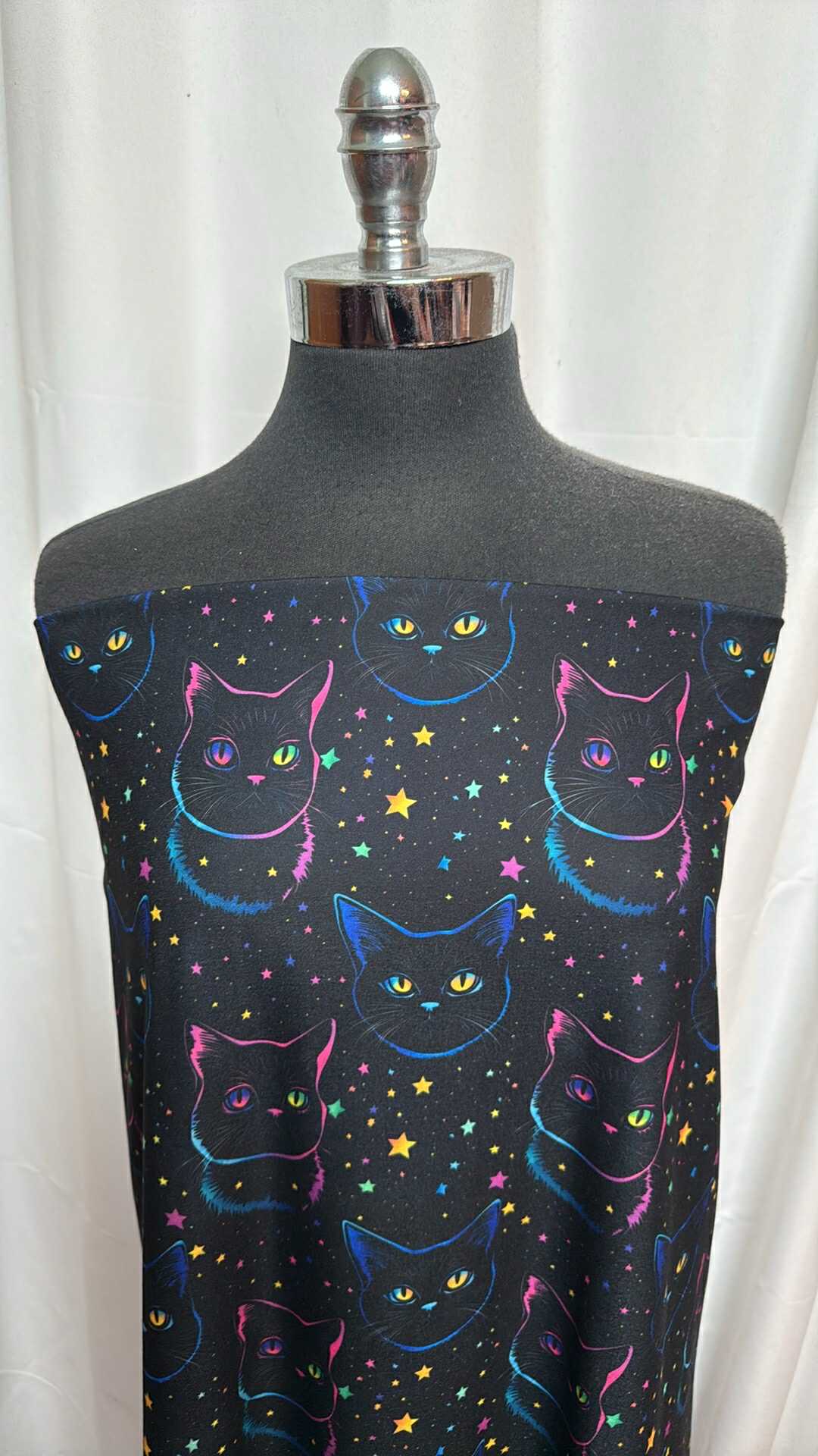Cosmic Kitties - Poly/Spandex Single Brushed Performance - 2 Yard Cut