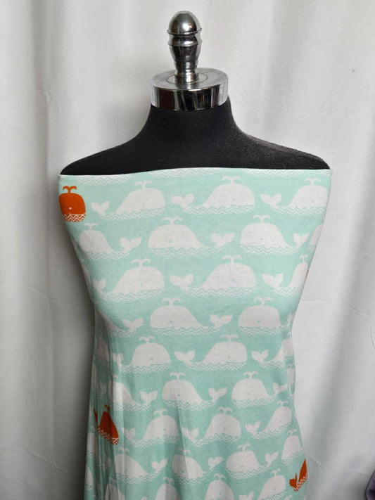 Whales - Cotton Baby Rib - 2 Yard Cut