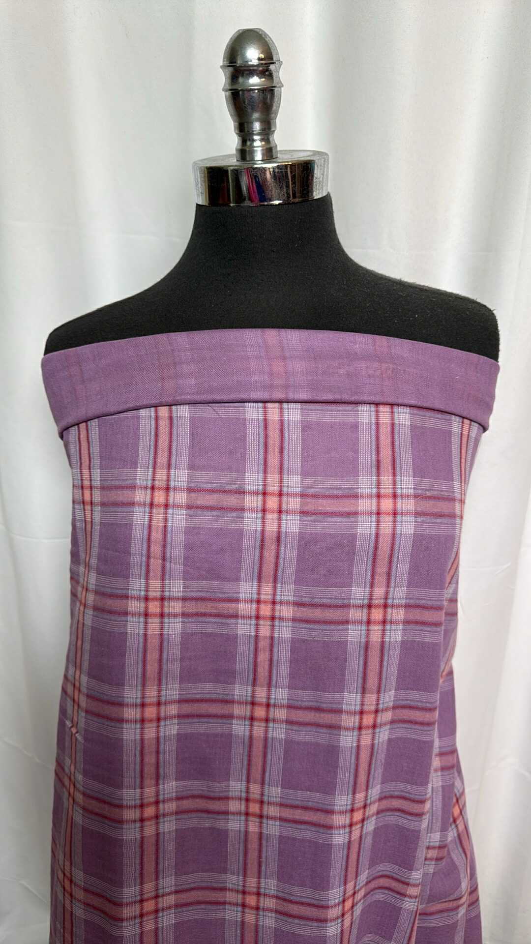 Purple Plaid - Double-Gauze 100% Cotton Woven (60" Wide) - 2 Yard Cut