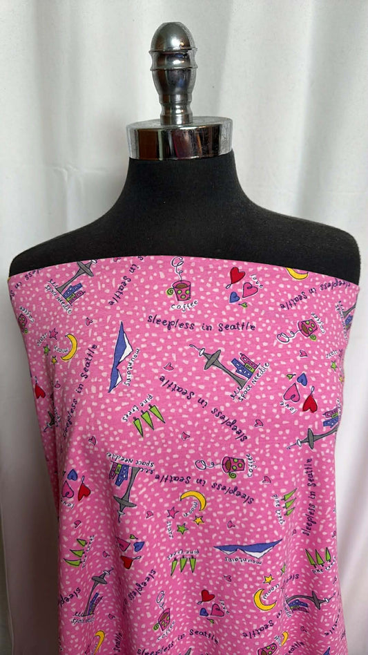 Pink Sleepless in Seattle - Cotton Jersey - 2 Yard Cut