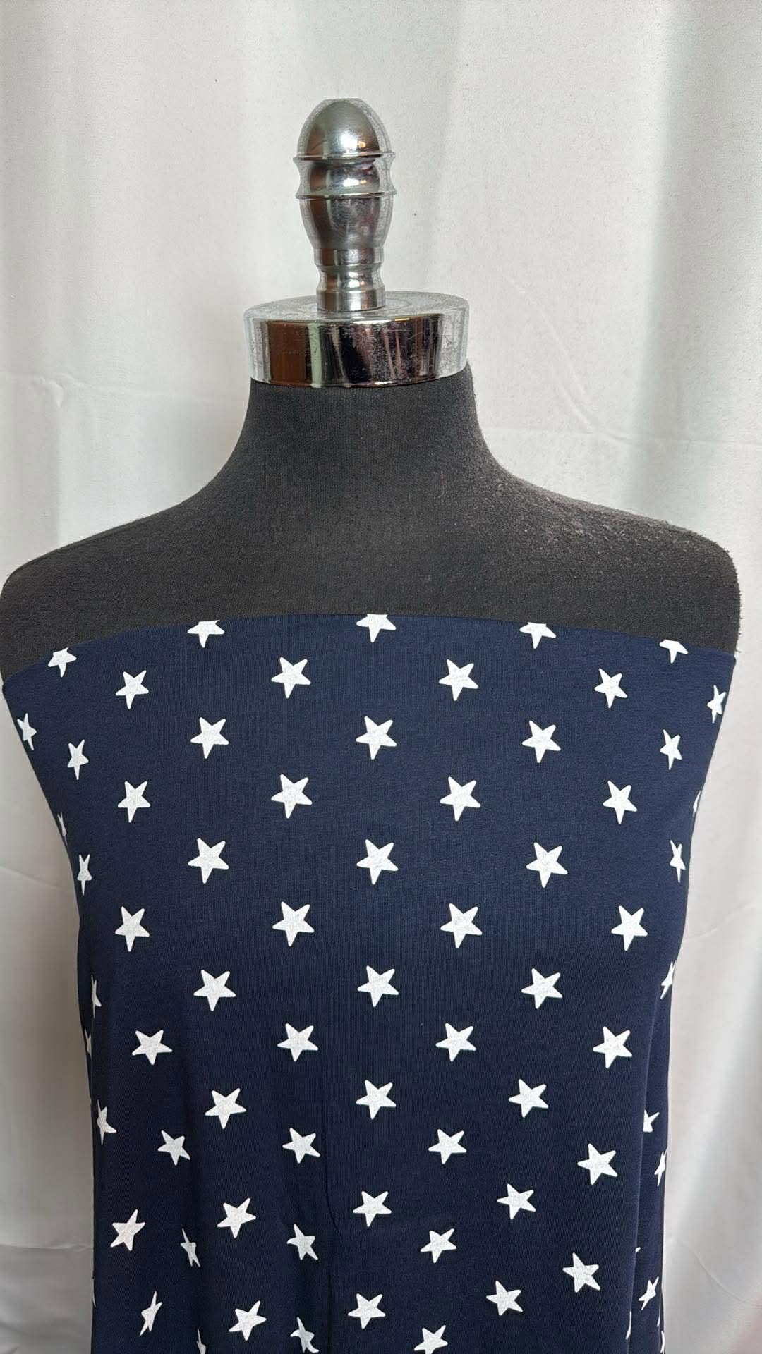 Navy/White Stars - Cotton Jersey - 2 Yard Cut