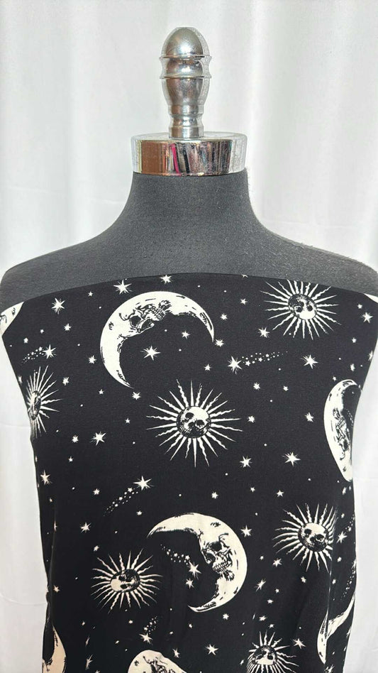 Black Sun & Moon - Cotton/Spandex - 2 Yard Cut
