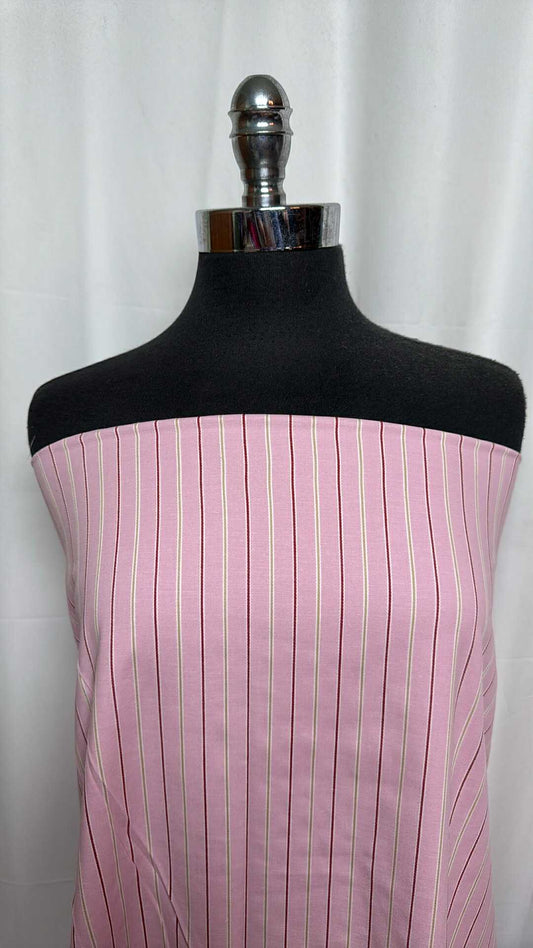 Pink Stripe - Cotton/Spandex Stretch Woven - 2 Yard Cut