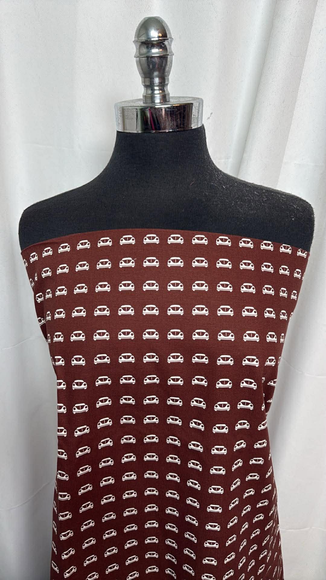 Brown Cars - Cotton Twill - 2 Yard Cut