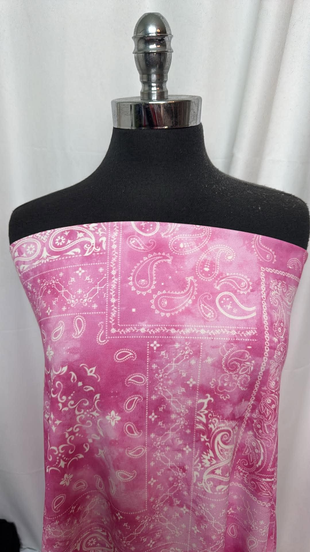 Pink Bandana Tie Dye - Crepe Scuba - 2 Yard Cut
