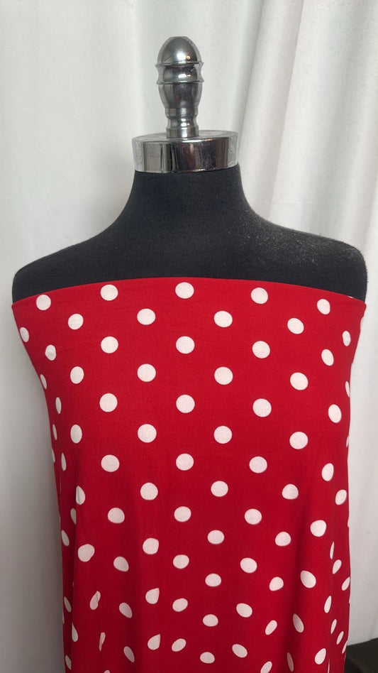 Red Dot - Crepe Scuba - 2 Yard Cut