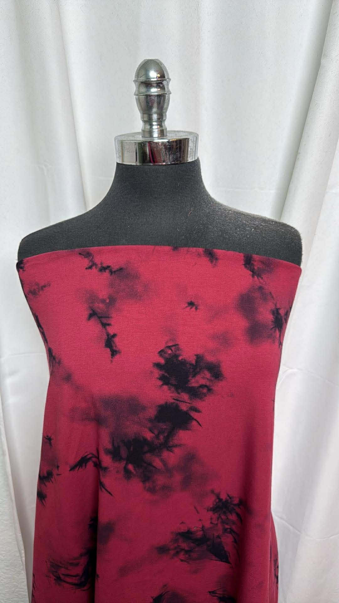 Red/Black Tie Dye - Cotton Spandex Jersey - 2 Yard Cut