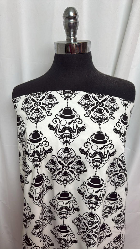 Monocle Man Damask - Cotton/Spandex Poplin  - 2 Yard Cut