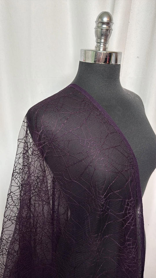 Dark Purple Spider Webs - Mesh - 2 Yard Cut