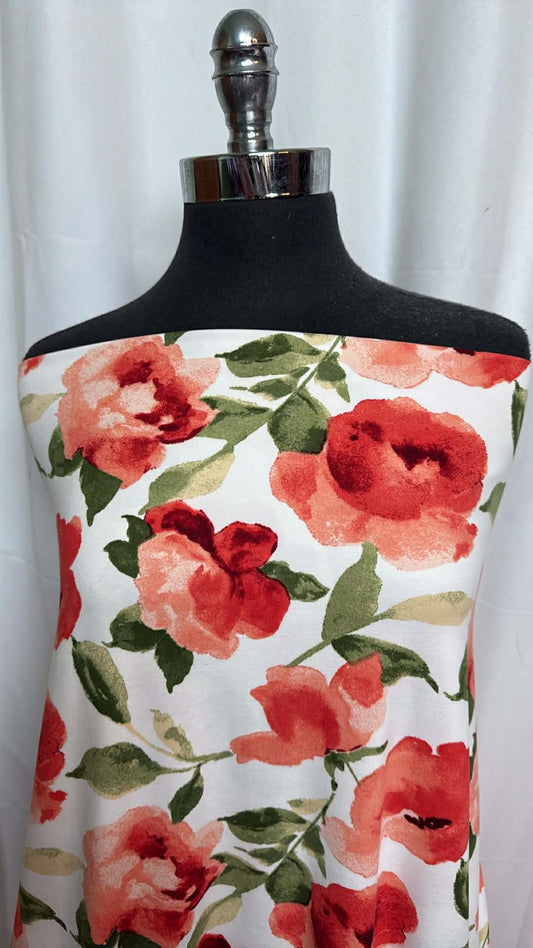 Watercolor Poppies - Double Brushed Poly Spandex - 2 Yard Cut