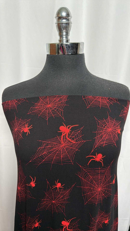 Orange Webs - Double Brushed Poly Spandex - 2 Yard Cut