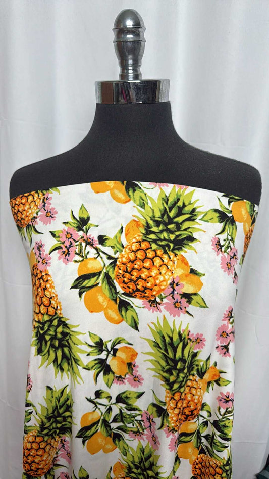 Pineapples & Lemons - Double Brushed Poly Spandex - 2 Yard Cut