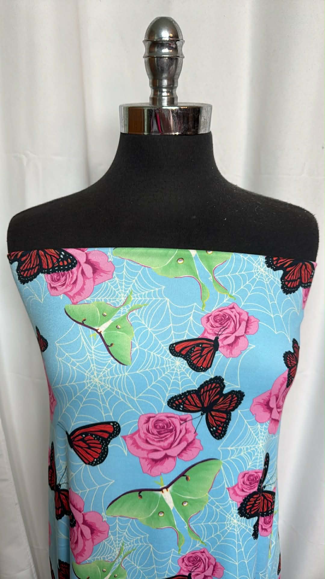 Butterfly/Moth Roses- Double Brushed Poly Spandex - 2 Yard Cut