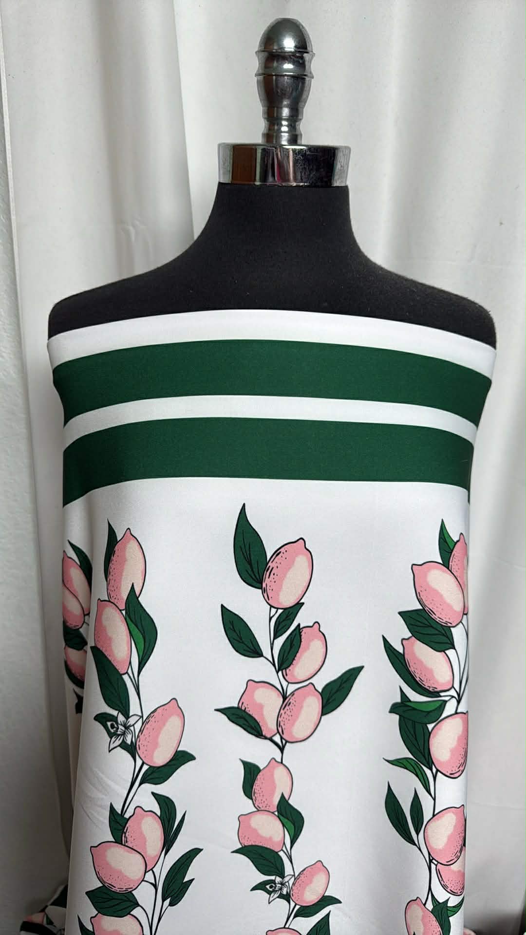 Stripe/Fruit - Double Border Poly Woven - 3 Yard Cut