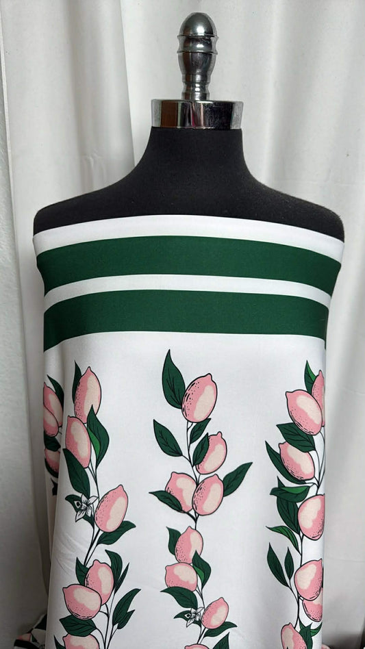 Stripe/Fruit - Double Border Poly Woven - 3 Yard Cut