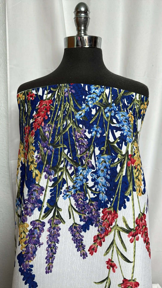 Floral Stems - Double-Border Textured Poly Woven - 3 Yard Cut