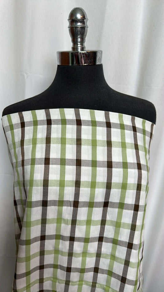 Green/Brown Plaid - Yarn-Dyed Rayon Woven - 2 Yard Cut