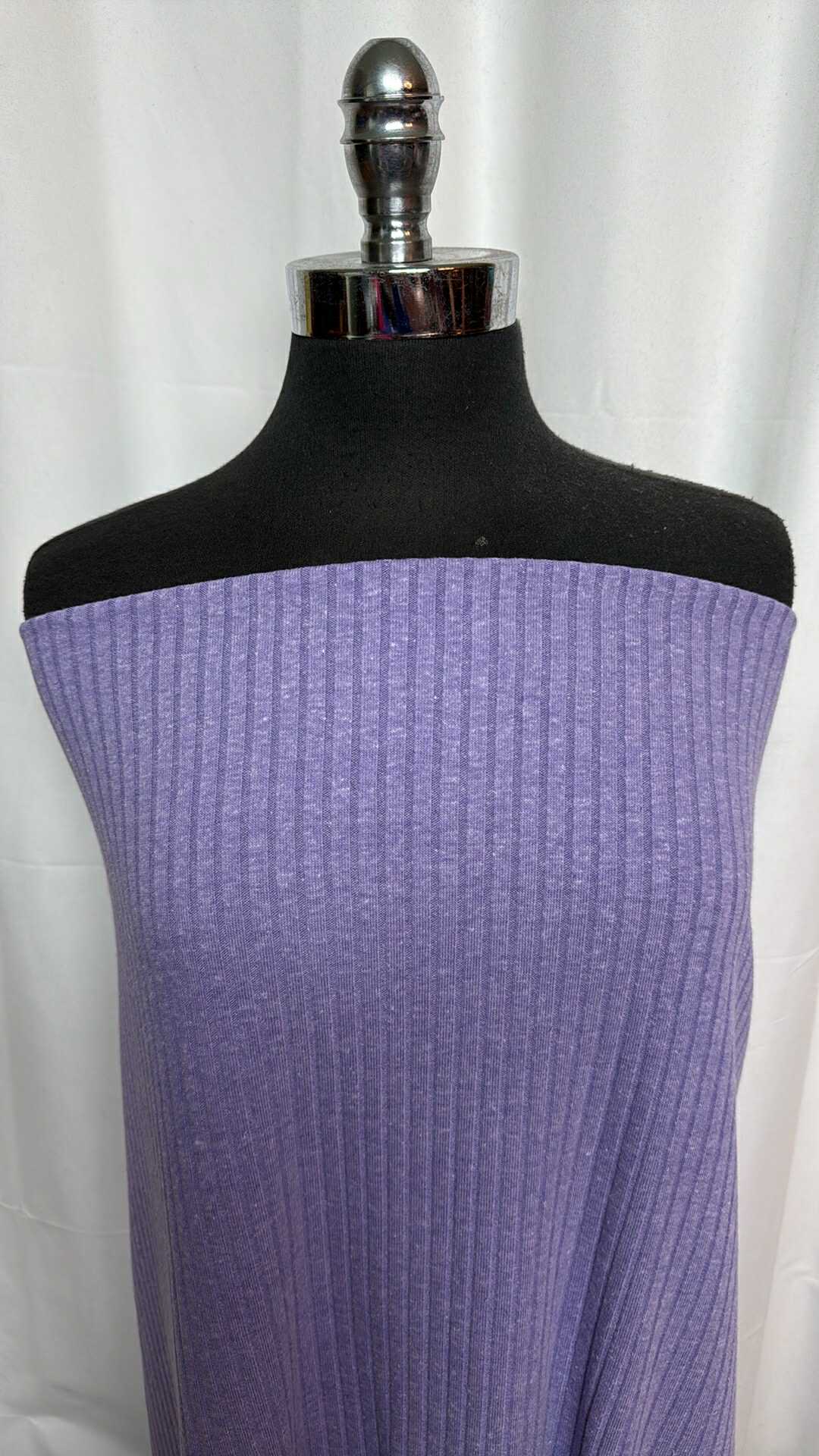 Purple - Heavy Cotton/Spandex Slub Rib Knit (56" Wide) - By the Yard