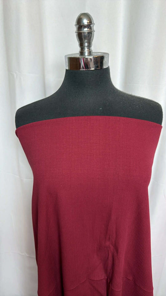 Burgundy - Heavy Cotton/Spandex Rib Knit - 1 Yard Cut