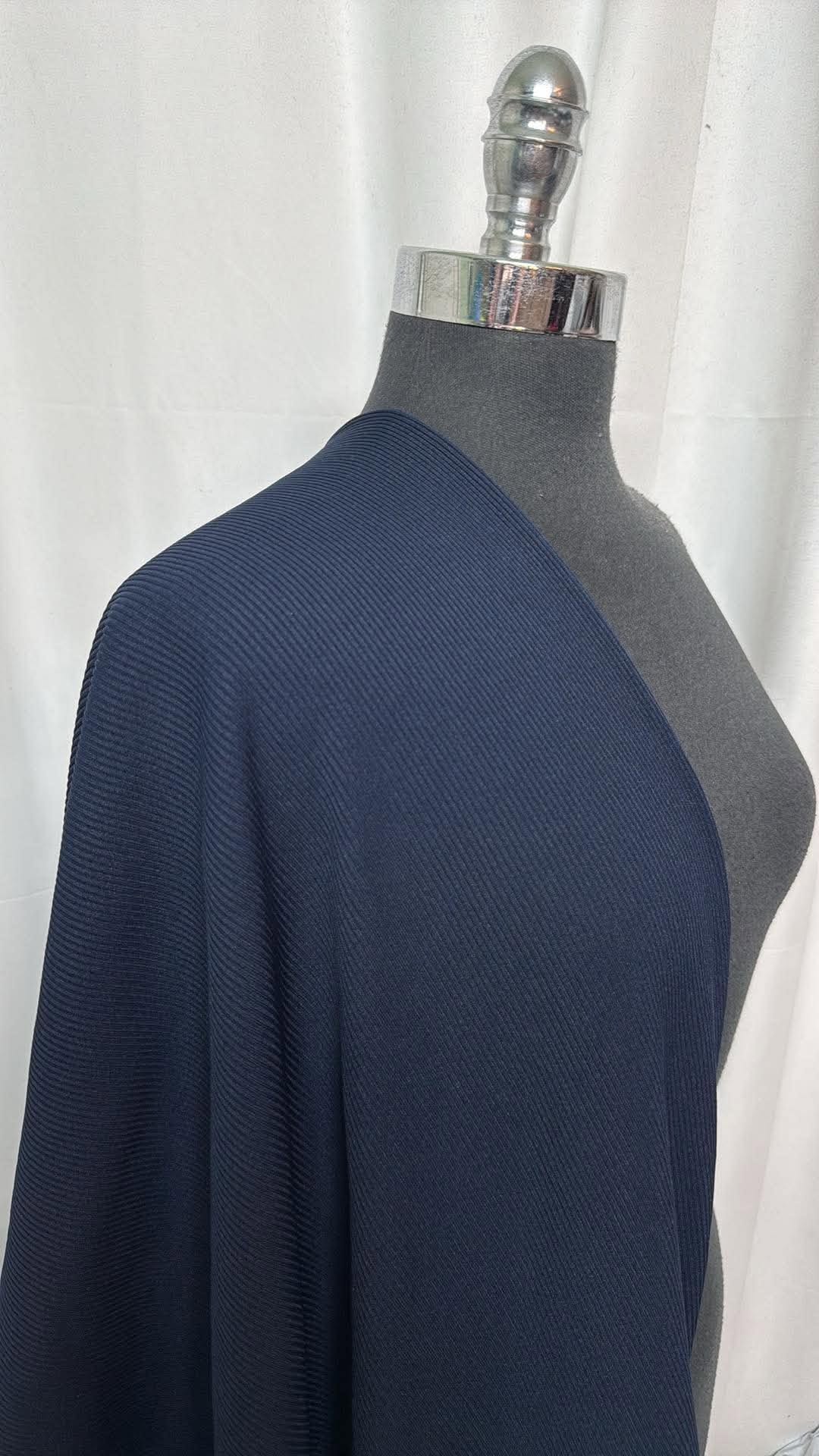 Navy - Heavy Poly/Spandex Tubular Rib Knit (22" Across-44" Total)- 2 Yard Cut