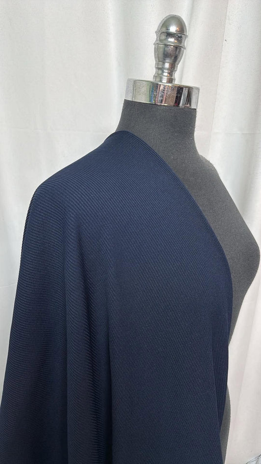 Navy - Heavy Poly/Spandex Tubular Rib Knit (22" Across-44" Total)- 2 Yard Cut