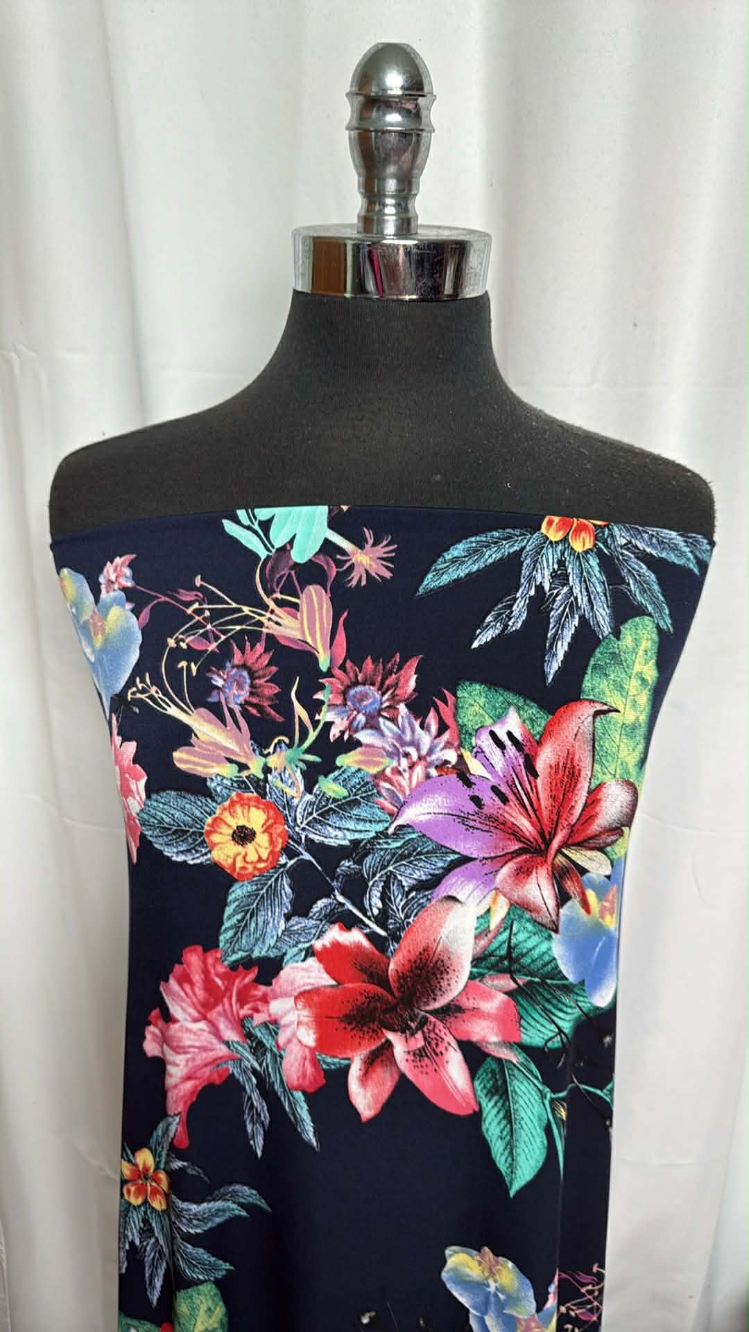 Multi Floral on Navy - ITY - 3 Yard Cut