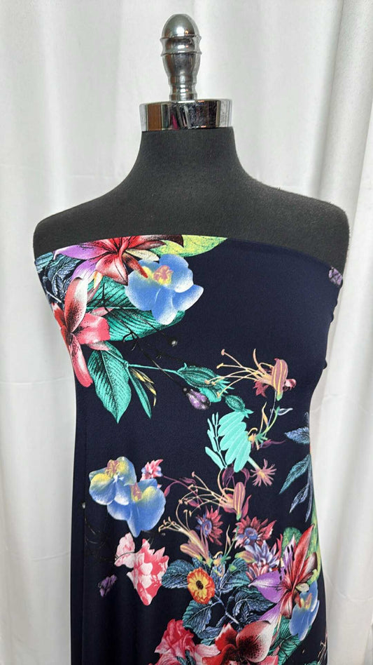 Navy Multi Floral - ITY - 2 Yard Cut