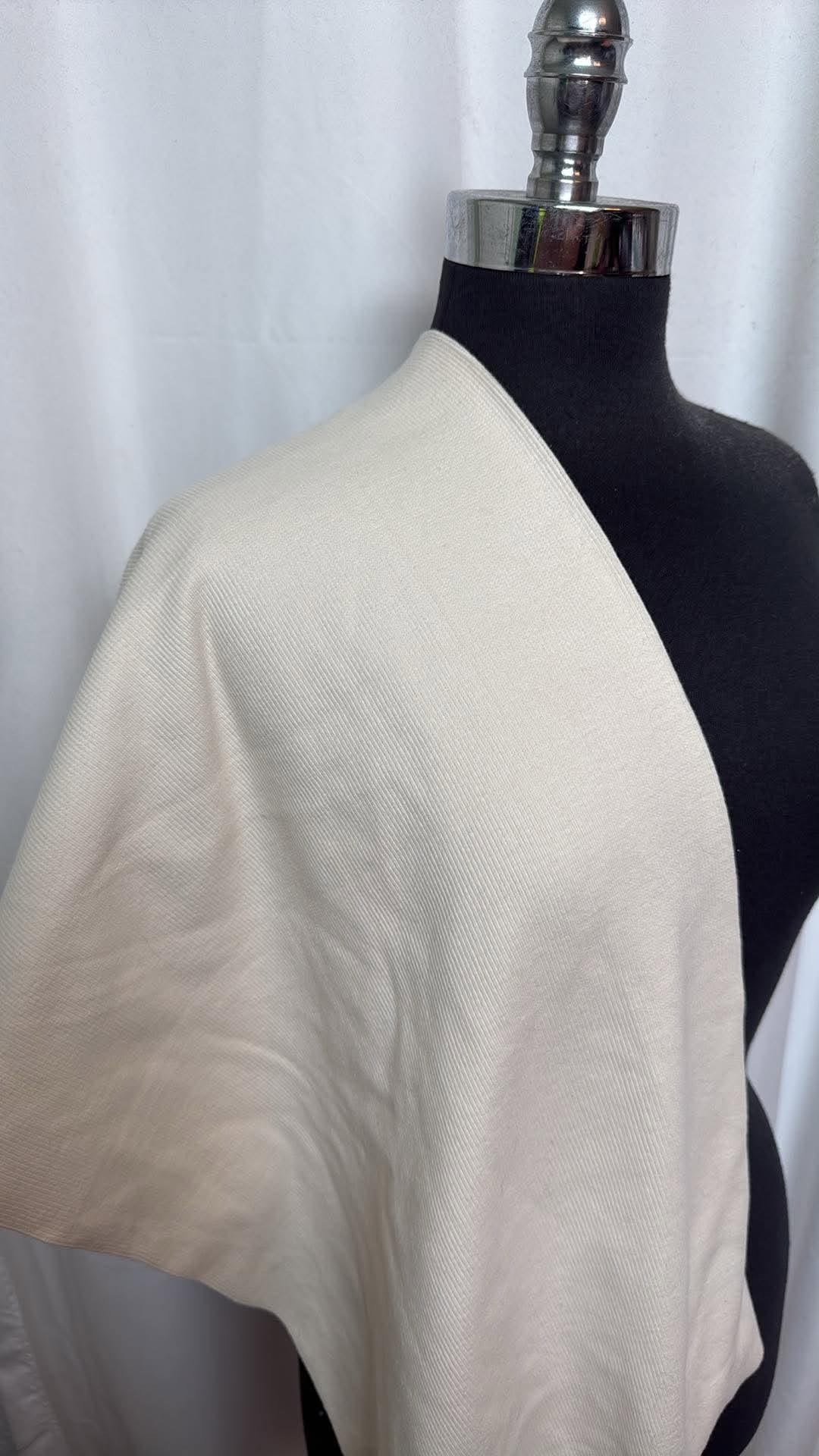 Ivory - Cotton/Spandex Tubular Rib Knit - 1 Yard Cut