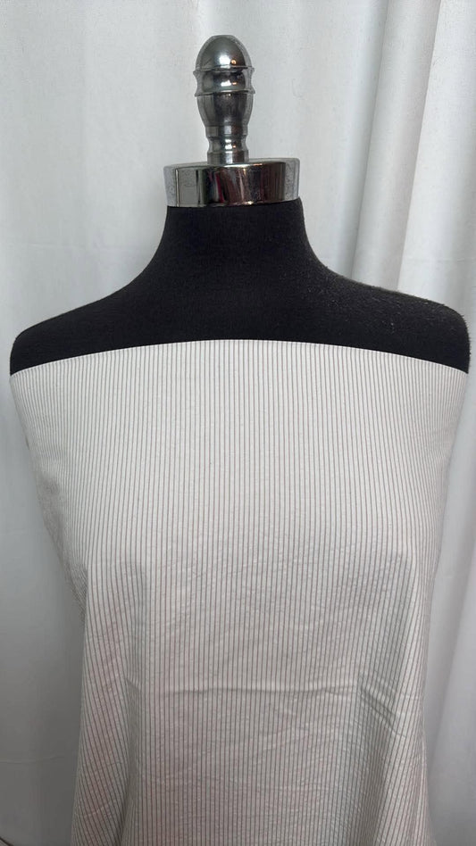Ivory/Taupe Thin Stripe - Cotton Woven - 2 Yard Cut