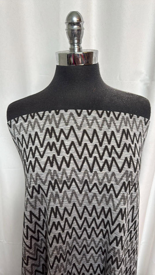 Grey/Black Squiggly Lines - Jacquard Performance - 2 Yard Cut