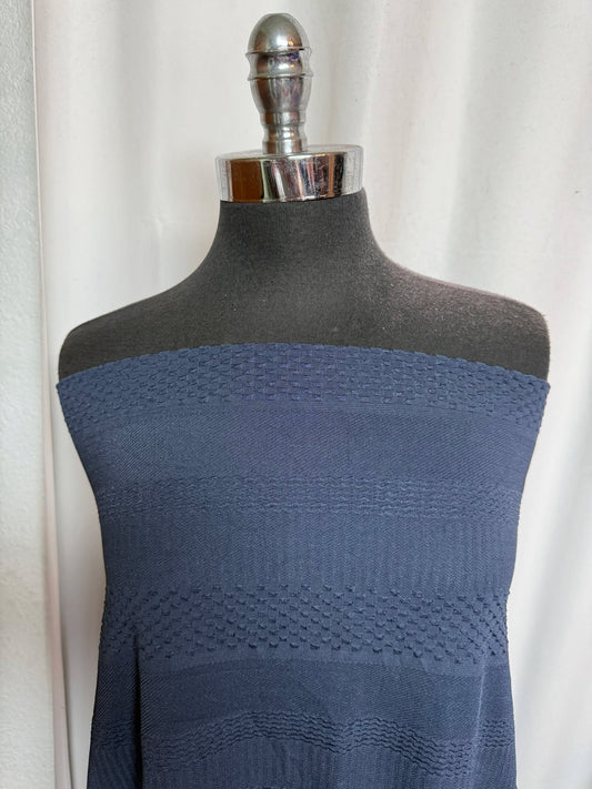 Navy Jacquard Stripe - Nylon/Spandex Performance  - 2 Yard Cut