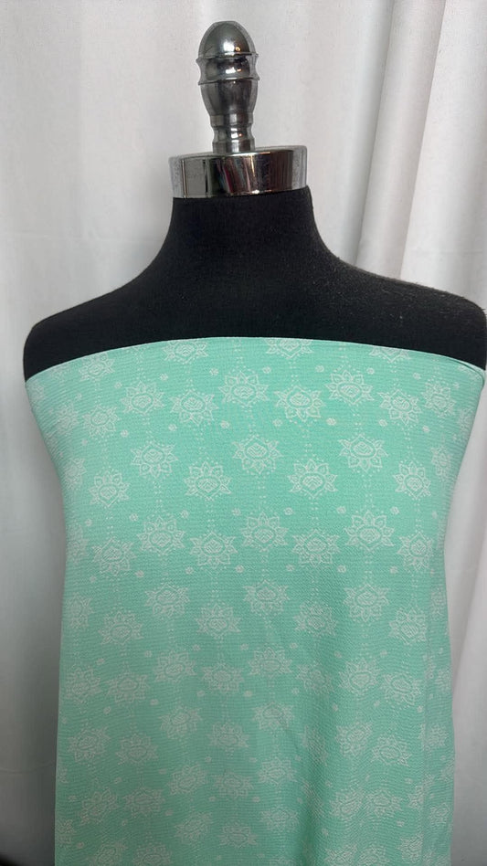 Mint/Ivory Medallion - Bubble Crepe - 2 Yard Cut