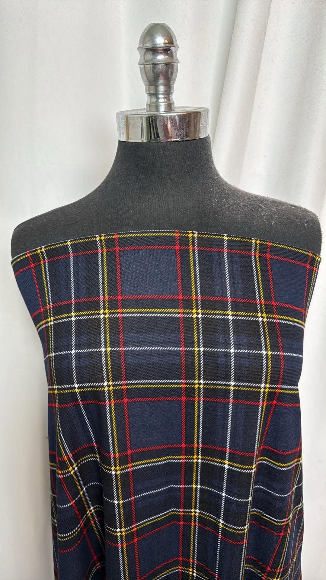 Navy/Red/Yellow Plaid - Ponte Roma - 2 Yard Cut