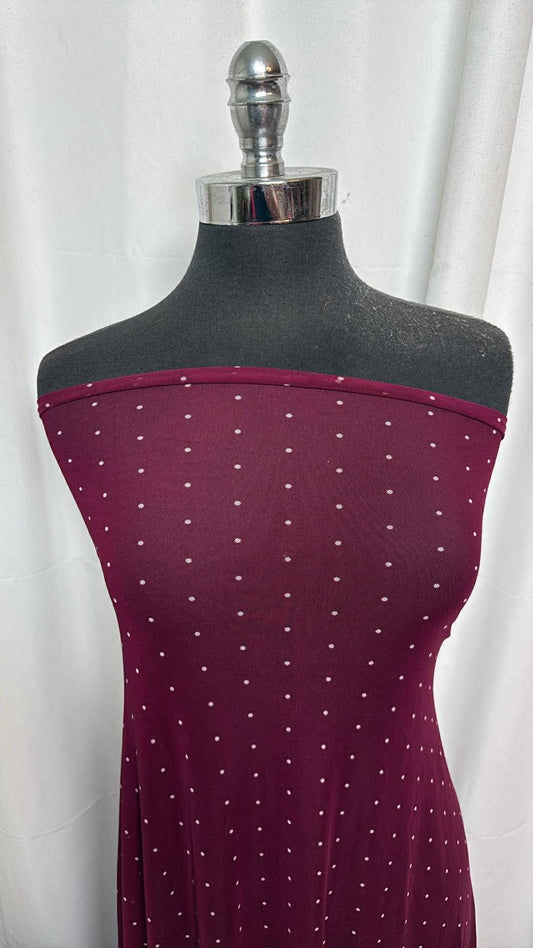 Burgundy Dot - Stretch Mesh - 2 Yard Cut