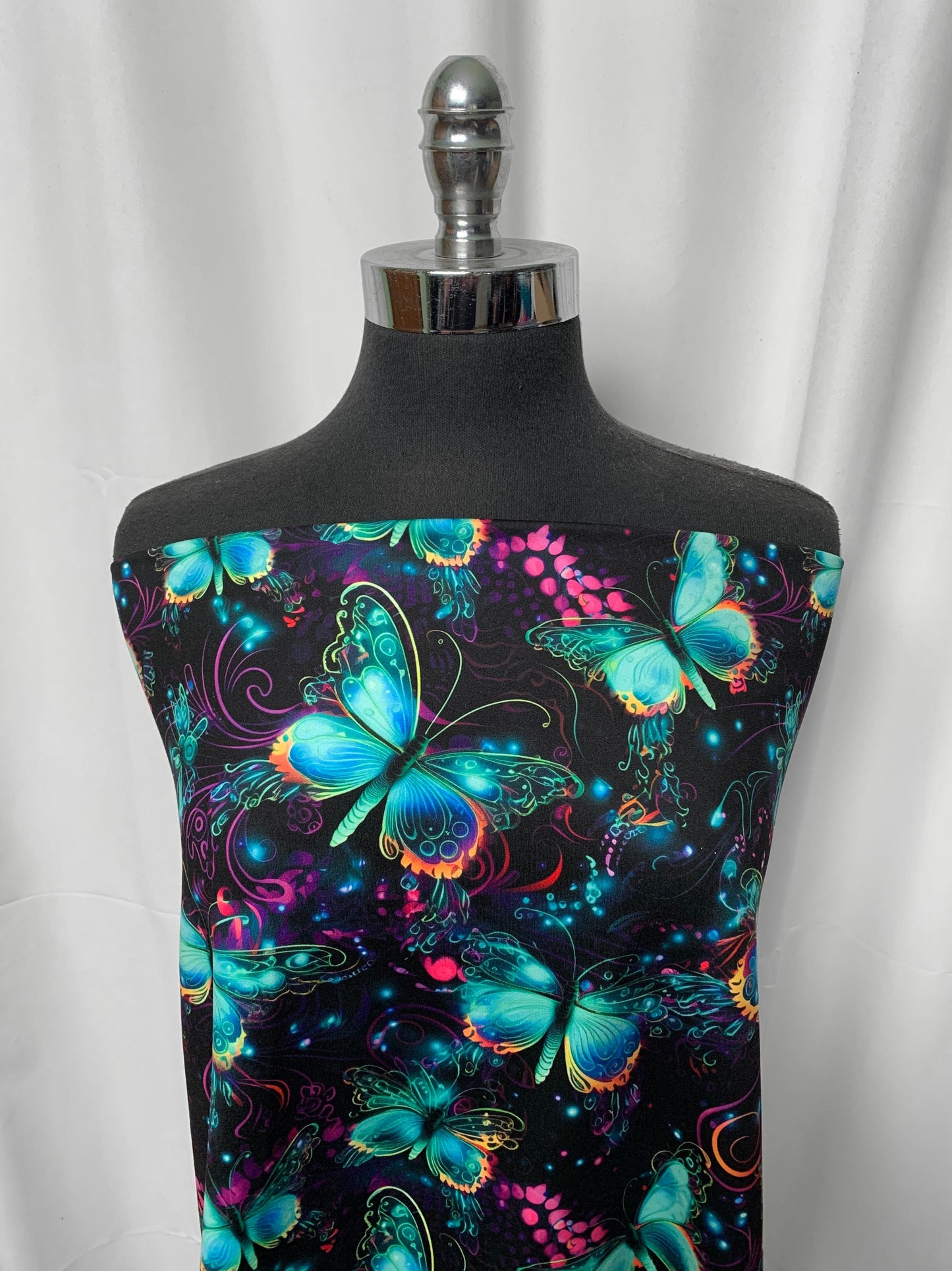 Neon Glow Butterfly - Peached Performance - 2 Yard Cut