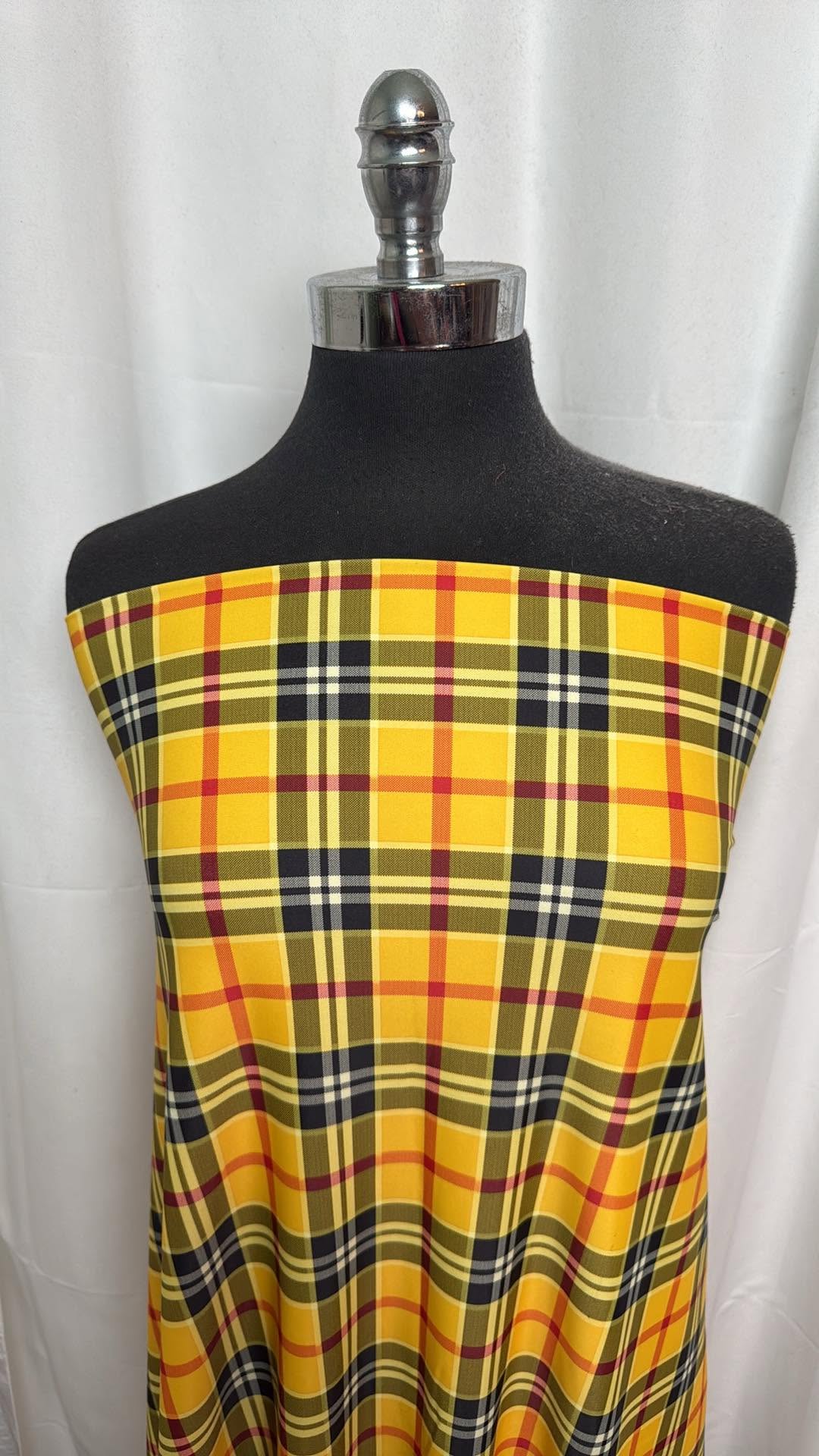 Gold Plaid - Nylon/Spandex Swim - 2 Yard Cut