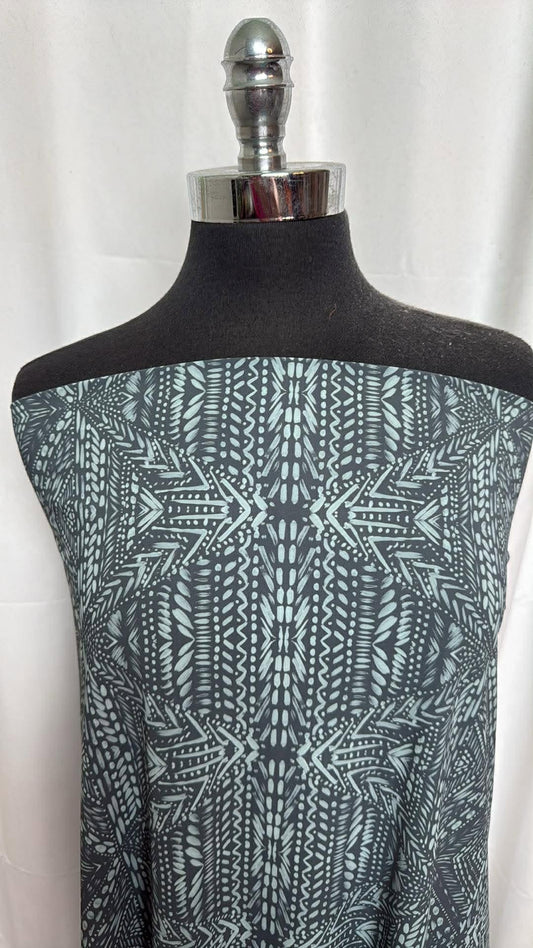 Charcoal/Mint Geo - Nylon/Spandex Swim - 2 Yard Cut
