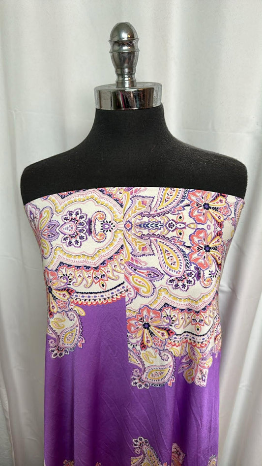 Purple Paisley Panels - Nylon/Spandex Swim - 2 Yard Cut