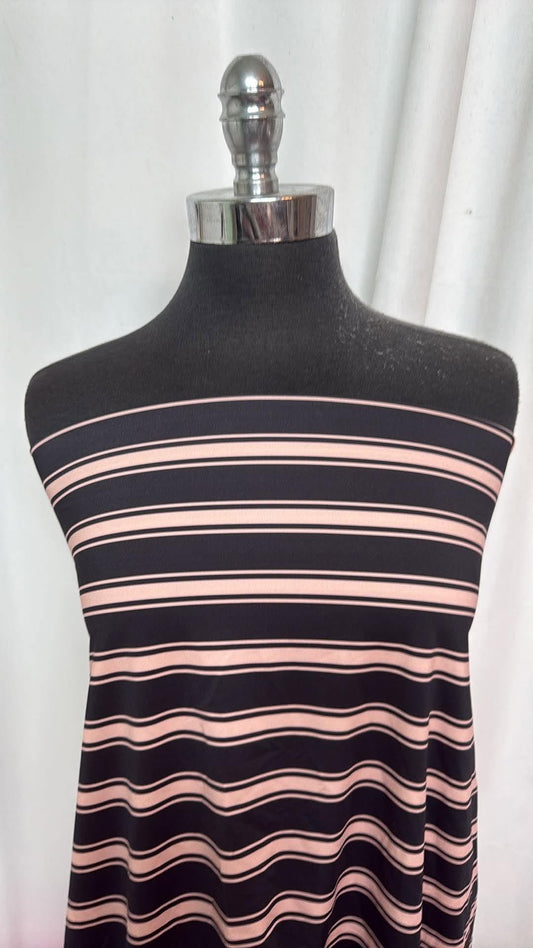 Black/Taupe Stripe - Nylon/Spandex Swim- 2 Yard Cut