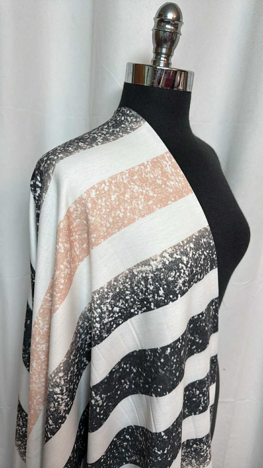 Black Ombre Stripe - PRS French Terry - By the Yard