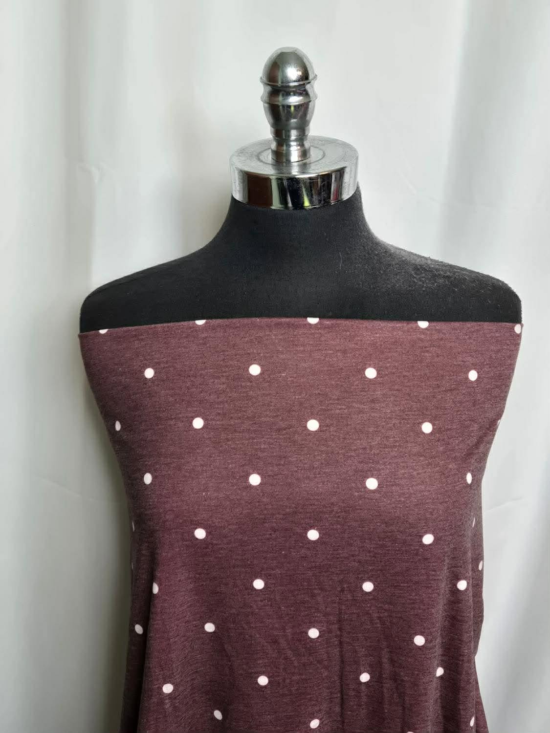 Burgundy/Ivory Small Dots - PRS Jersey - 2 Yard Cut