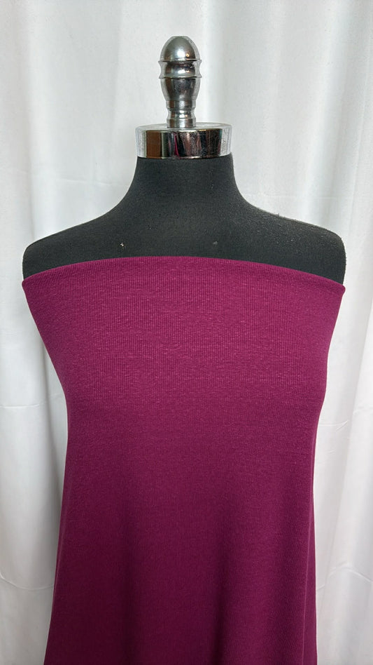 Plum/Magenta - Cotton/Spandex Slub Rib Knit - 2 Yard Cut