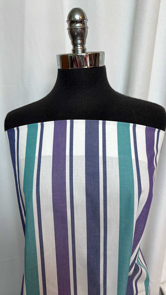 Vertical Stripe - Poly/Cotton Woven Shirting - 2 Yard Cut