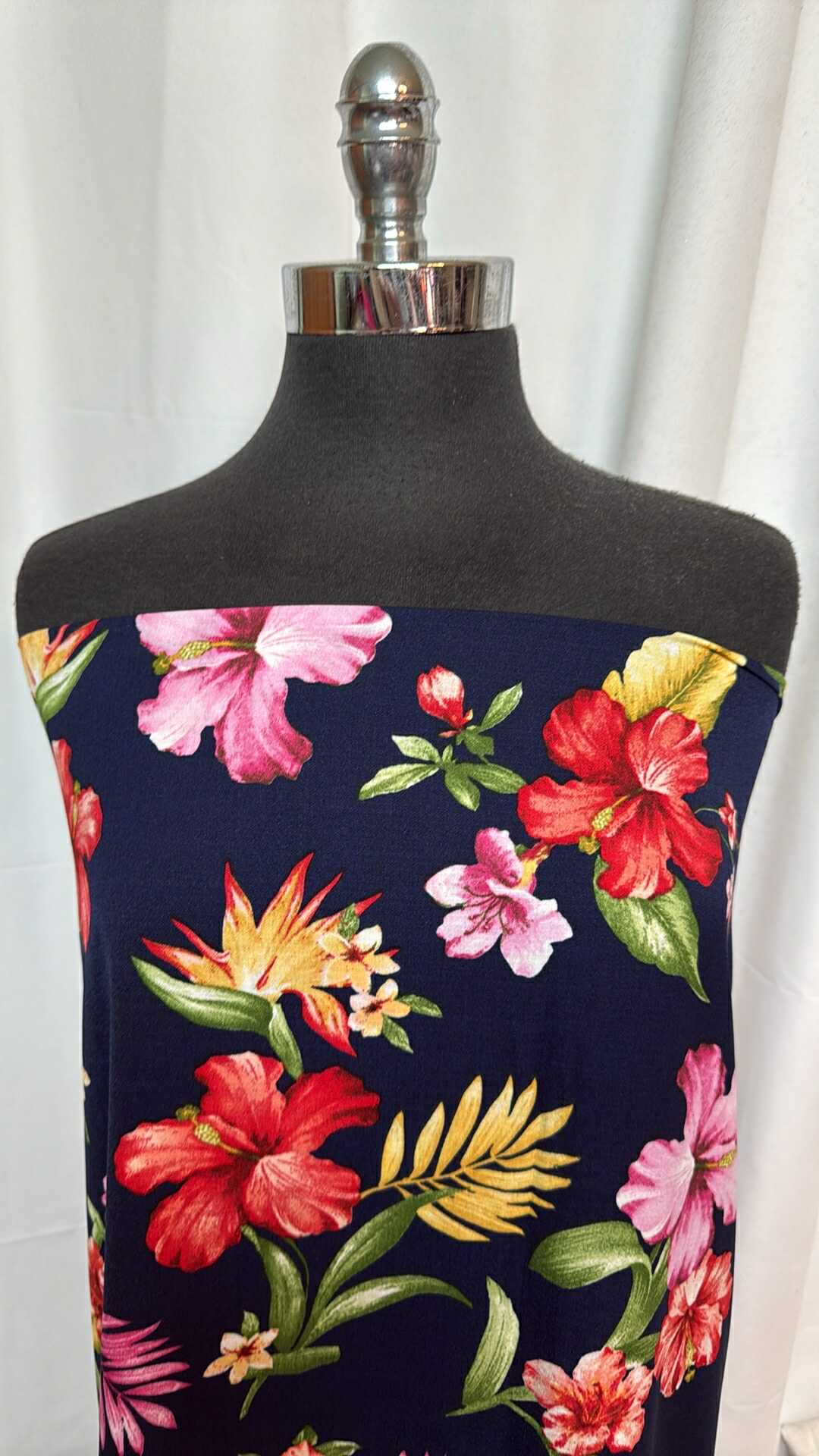 Navy Tropical Floral - Poly Woven - 2 Yard Cut