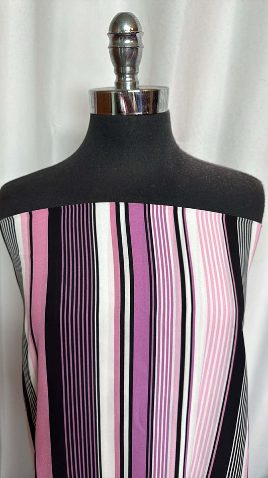 Pink/Purple/Black Stripe - Poly Woven - 2 Yard Cut