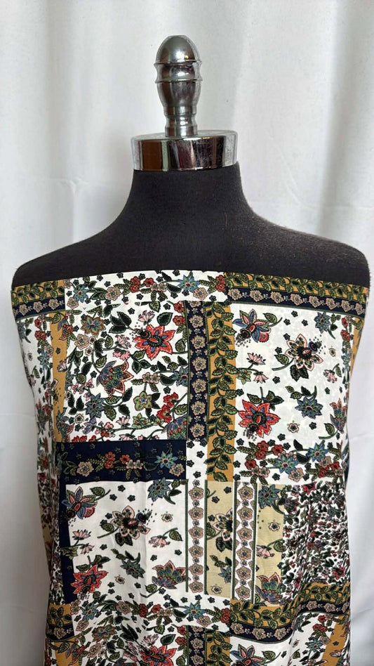 Patchwork Floral - Poly Wool Dobby - 2 Yard Cut