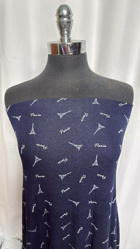 Navy Paris - Rayon/Spandex - 2 Yard Cut